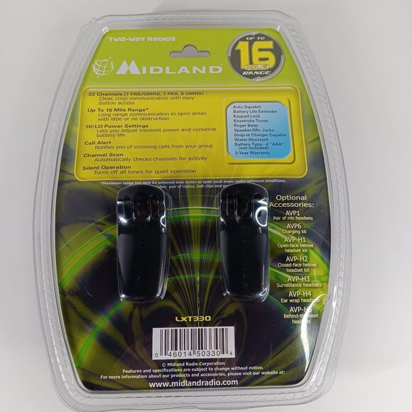 Midland LXT330 Two Way Radios Walkie Talkies 22 Channels Up To 16 Mile Black New - Picture 3 of 9